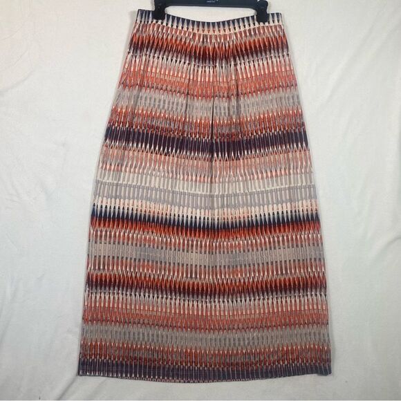 Lucy & Laurel Geo Design Orange, Cream and Blue Maxi Skirt Size Large - Picture 1 of 7